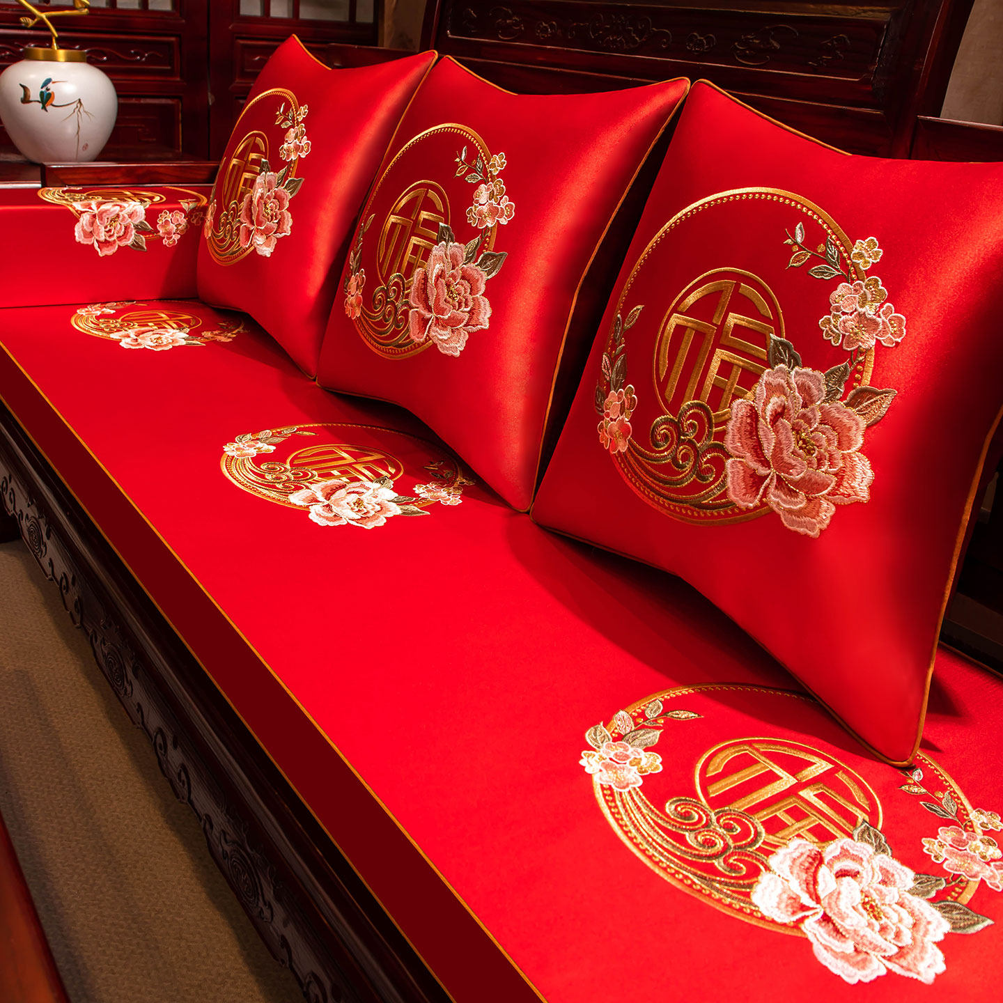 红木沙发坐垫实木沙发垫带靠背防滑高档罗汉床新中式垫子套罩定做,淘宝优惠券,粉丝福利购,淘宝优惠卷