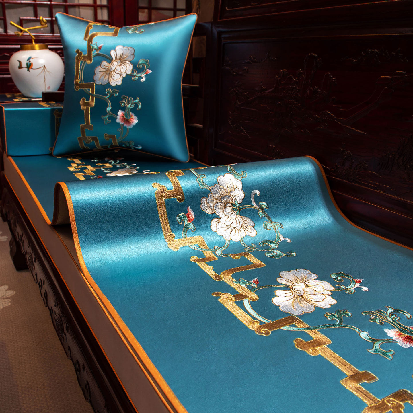 中式罗汉床垫子防滑盖布红木沙发坐垫套罩高档实木沙发垫盖巾定制,淘宝优惠券,粉丝福利购,淘宝优惠卷