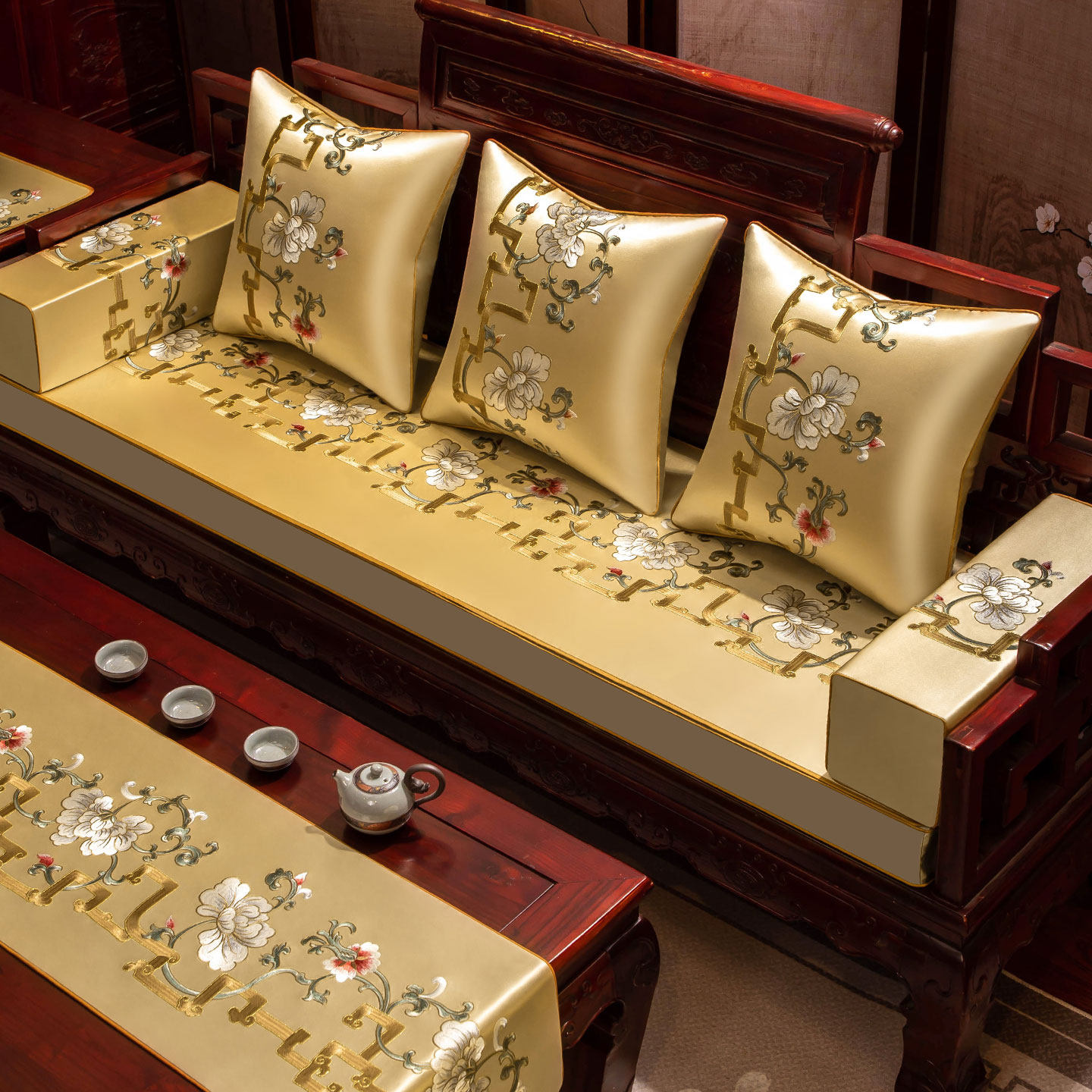 中式罗汉床垫子防滑盖布红木沙发坐垫套罩高档实木沙发垫盖巾定制,淘宝优惠券,粉丝福利购,淘宝优惠卷