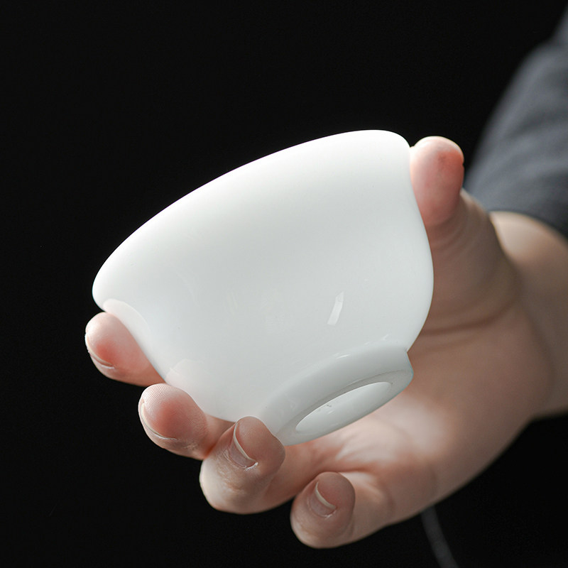 德化陶瓷茶杯白瓷主人杯冰种玉瓷盖碗茶