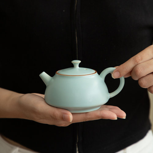 德化陶瓷高端天青汝窑茶壶泡茶家用 单壶 套装泡茶茶具中式大容量 - 图2