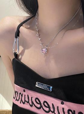 Y2K朋克创意微镶锆石ins爱心项链