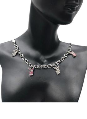 个性嘻哈满镶钻锆石兔子项链女