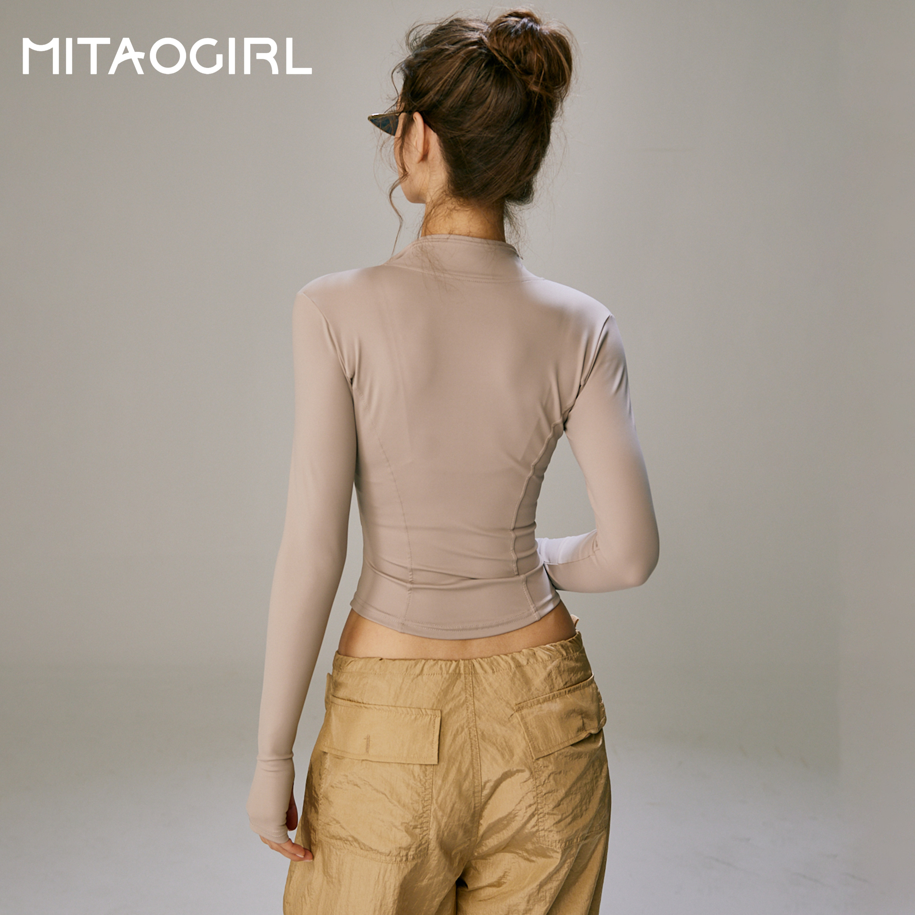 MITAOGIRL肯豆瑜伽外套女跑步立领开衫运动上衣秋冬季短款健身服,淘宝优惠券,粉丝福利购,淘宝优惠卷