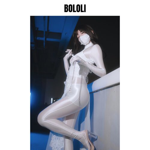 BOLOLI中华娘高叉蕾丝旗袍漆皮马油打底衣主播穿搭cosplay摄影会 - 图3