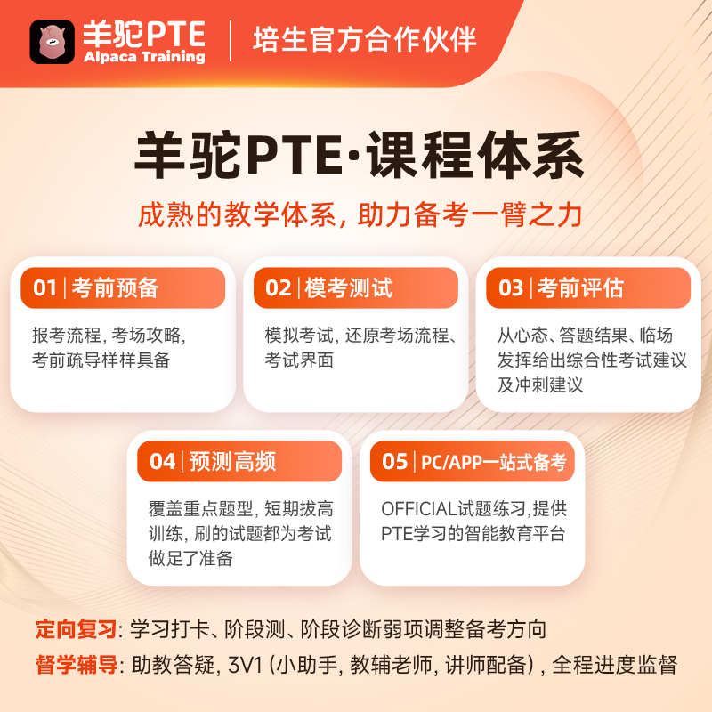 羊驼PTE 考试1V1定制针对提升英语网课资料课pte口语写作专项辅导 - 图2