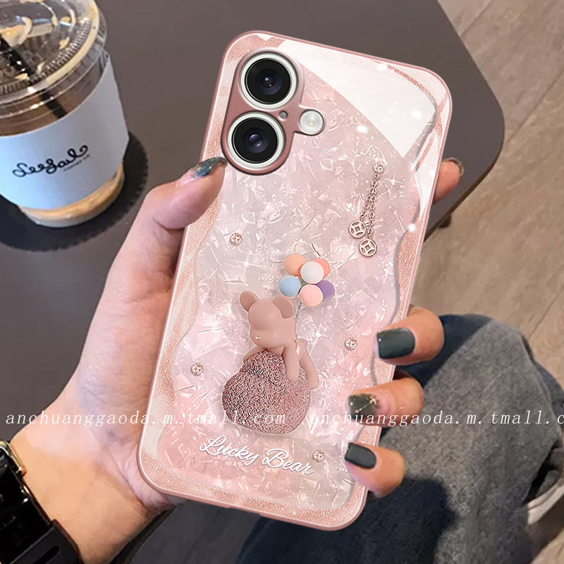 气球小熊适用苹果16手机壳iphone15promax女14新款13液态玻璃12保护套11防摔x/xs全包17高级感8plus简约,淘宝优惠券,粉丝福利购,淘宝优惠卷