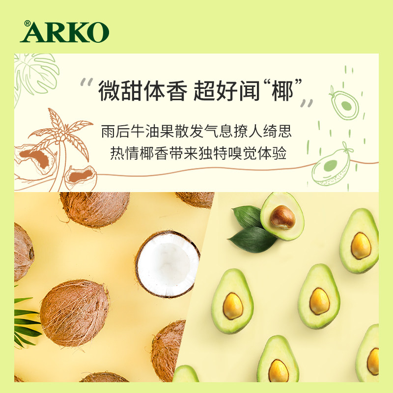 arko 2瓶椰子味牛油果润肤身体乳 arko海外身体乳/霜