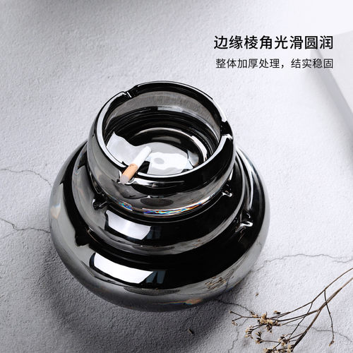 轻奢水晶玻璃烟灰缸家用客厅简约雪茄烟碟创意办公室透明烟缸大号 - 图2
