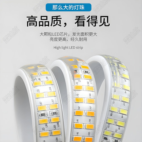 超亮灯带led灯条客厅吊顶三色变光软灯条超亮户外防水线形灯220v - 图1