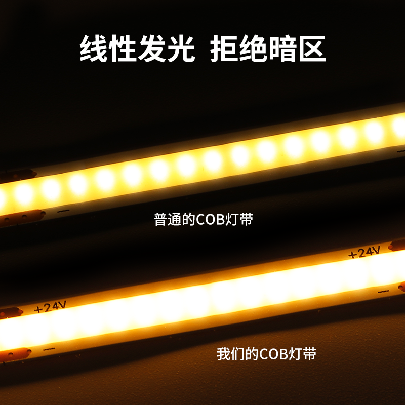 COB灯带自粘12V24V低压LED柔性软灯条家装吊顶橱柜商场超亮线形灯 - 图1