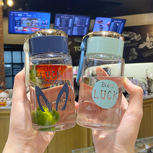 创意便携ins玻璃水杯高颜值透明喝水花茶杯子网红随手杯森系清新 - 图2