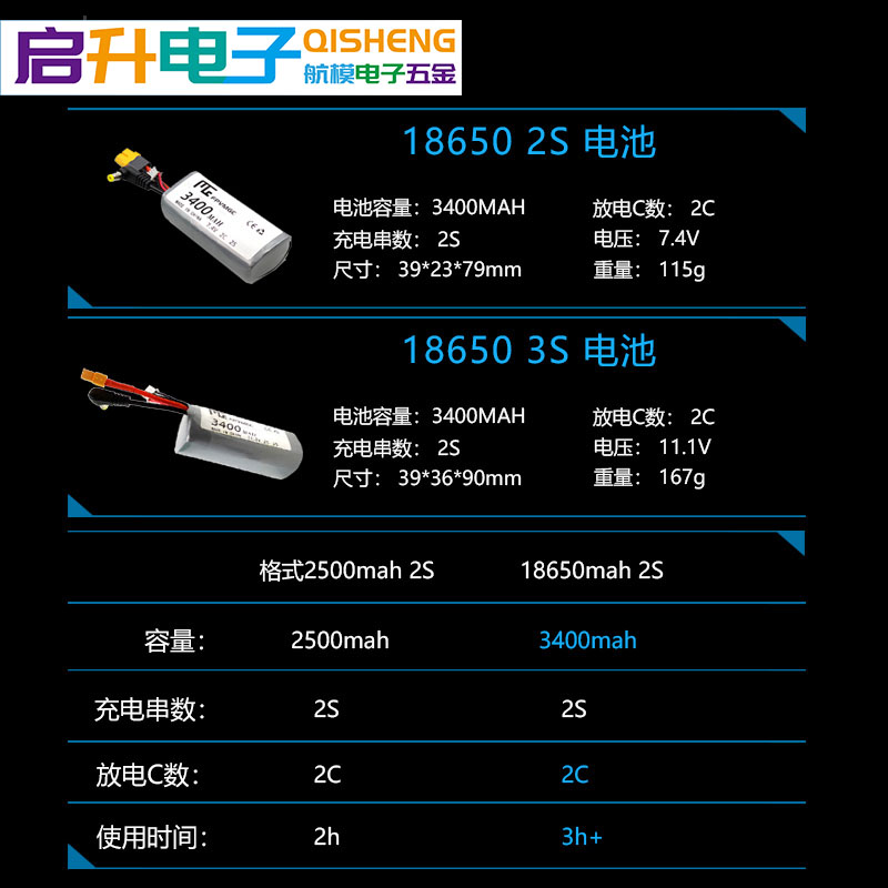 FPV 眼镜 供电 18650 3400mah 2C 非动力 续航长 容量大 锂电池 - 图0