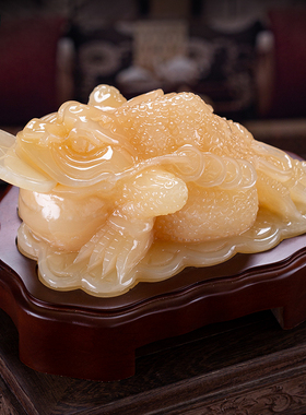 招财玉石金蝉办公室风水摆件