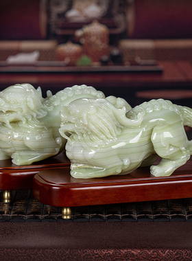 藏钰福天然玉石霸王貔貅招财摆件