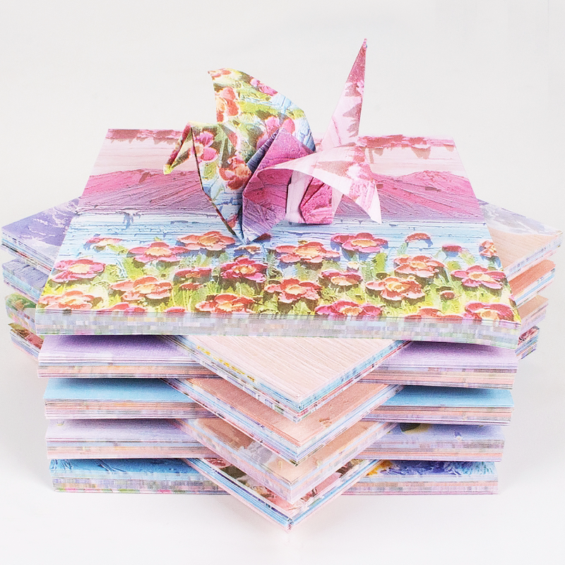 Origami set square children's kindergarten students handmade materials colorful cherry blossom girl starry sky paper double-sided printing paper crane colored paper soft paper paper-cut cardboard thickened stacked star strips