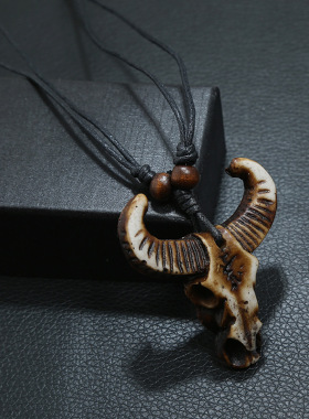 手工编织仿牛骨牛头项链景区旅游饰品民族部落风项链