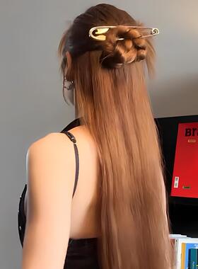超大号别针半扎发抓夹女高级感发夹后脑勺曲别针盘发固定神器发饰