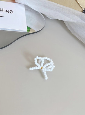 日韩ins蓝色系甜美奶油串珠戒指 手工米珠戒指混色可爱花朵戒指女