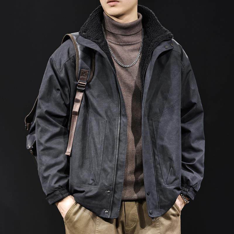 羊羔绒外套男秋冬保暖加厚2025新款男士休闲工装夹克美式棉衣立领,淘宝优惠券,粉丝福利购,淘宝优惠卷