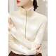 Spring new style gray lapel half-zip design long-sleeved sweater women's slim-fitting temperament Western-style turtleneck sweater