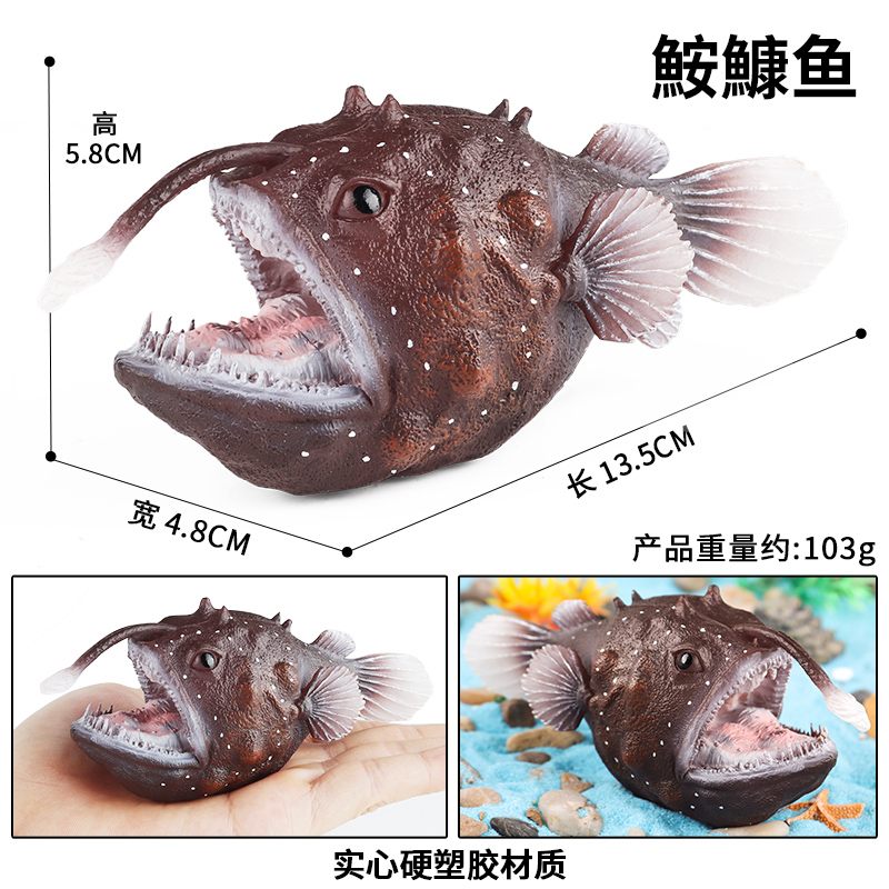 仿真海洋生物模型淡水鱼鲤鱼苏眉鱼食人鱼鲫鱼安康鱼鳄雀鳝摆件-图0