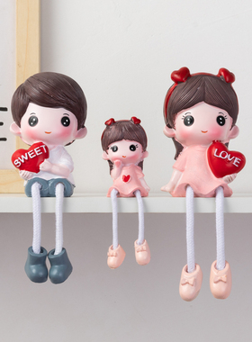 礼物娃娃一家卡通电视柜吊脚装饰品工艺品家居三口桌面摆件可爱