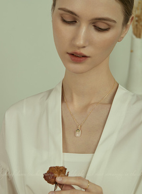 AIR-HORIZON新中式平安无事牌吊坠国风祥云纹设计925银玉髓项链女