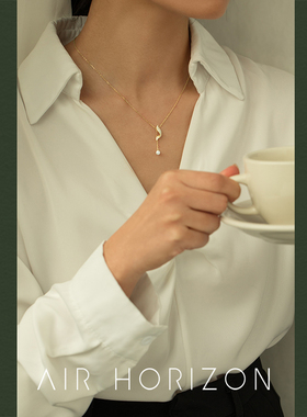 S925纯银项链珍珠吊坠锁骨链