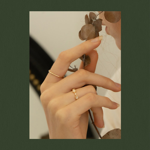 AIR-HORIZON日式轻奢猫眼石戒指小众设计开口戒高级感食指戒女款-图2