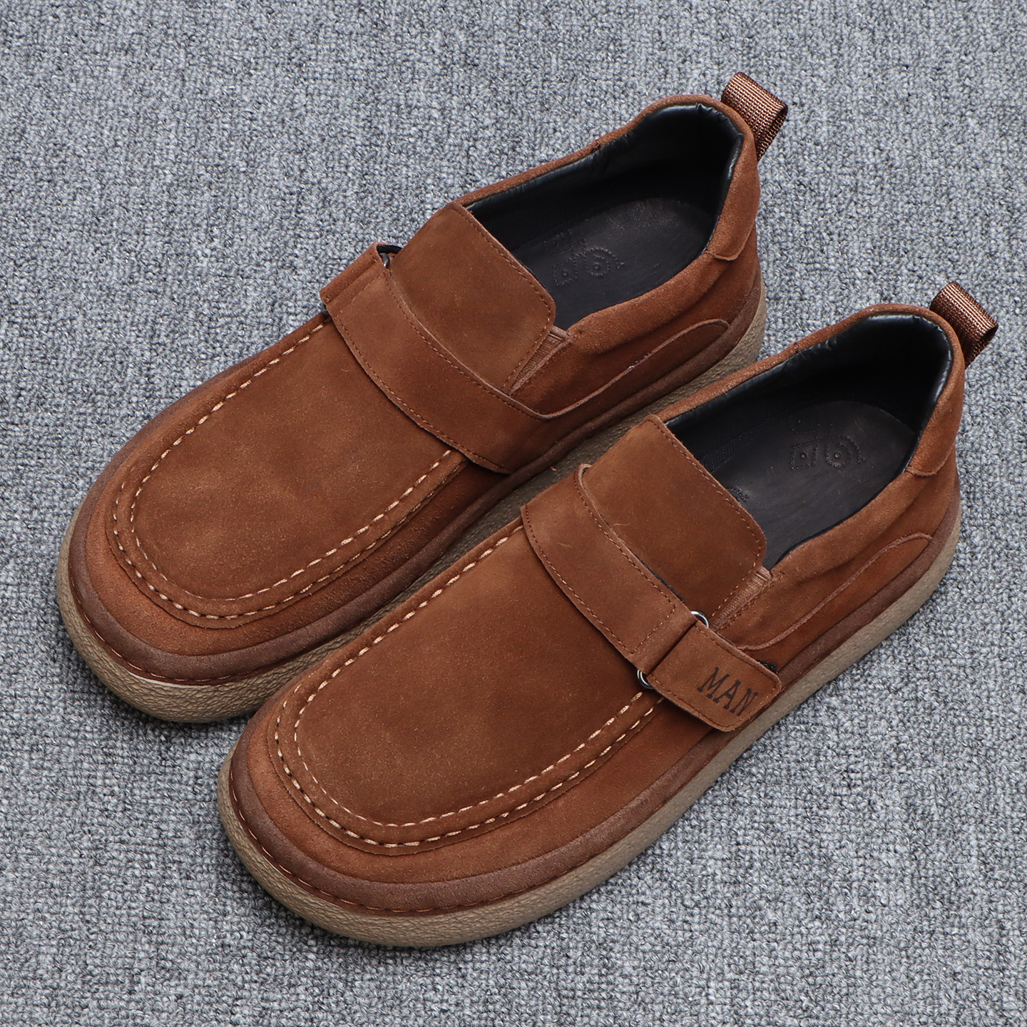 男士一脚蹬勃肯鞋2025冬季厚底英伦风复古乐福鞋时尚百搭休闲皮鞋 - 图3