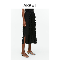 ARKET women dress tightness waist pleats half body dress pencil skirt black 2023 fall new 1155216001