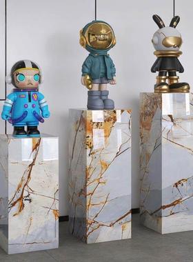 岩板立柱子大理石摆件底座展示摆台暴力熊装饰品花架子客厅落地式