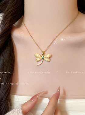 韩系ins风蜻蜓项链精致微镶工艺网红同款气质锁骨链时尚饰品批发