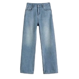 Демисезонные прямые свободные джинсы, штаны, утепленные леггинсы, для формы тела «груша», свободный прямой крой, большой размер, высокая талия, по фигуре