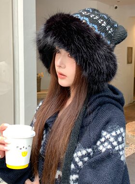 秋冬甜美保暖护耳套头雷锋帽女毛