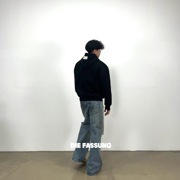 DieFassung秋冬Cleanfit复合卫衣纯色短款宽松简约百搭连帽上衣 - 图3