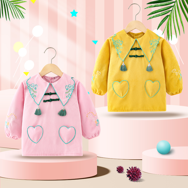 Autumn and winter girls' baby protective clothing eating coveralls