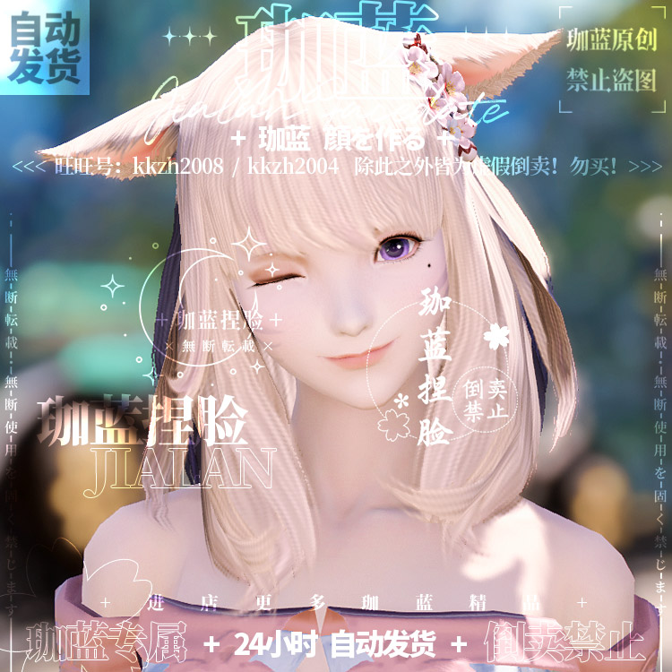 【珈蓝】最终幻想14 ff14捏脸数据脸型 猫魅族猫女猫娘 异瞳 鑫漓 - 图2