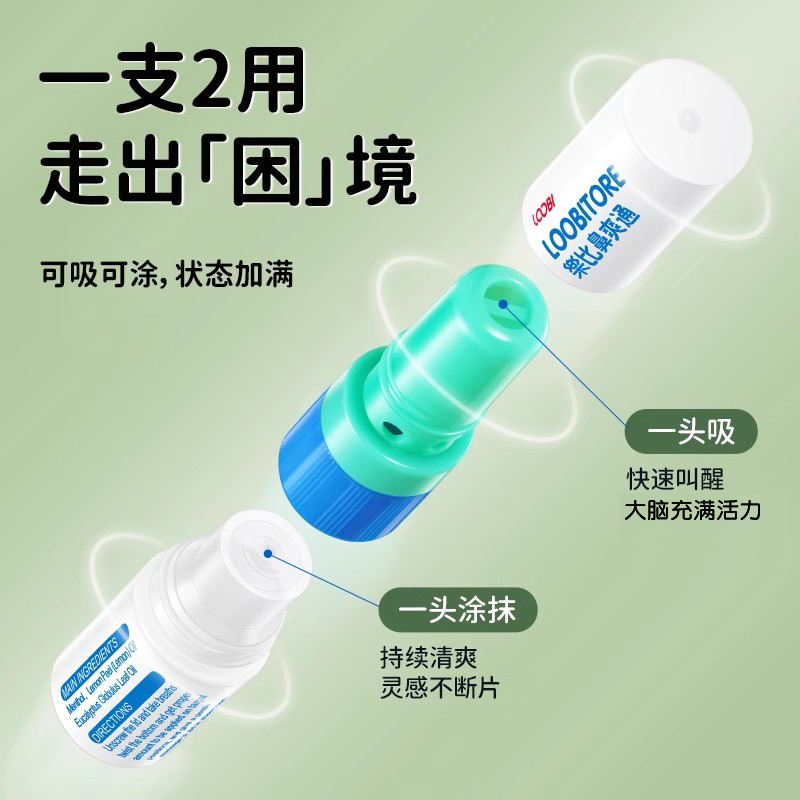 乐比鼻爽通进口鼻通鼻吸清凉油提神醒脑缓解鼻堵防晕车船防困神器