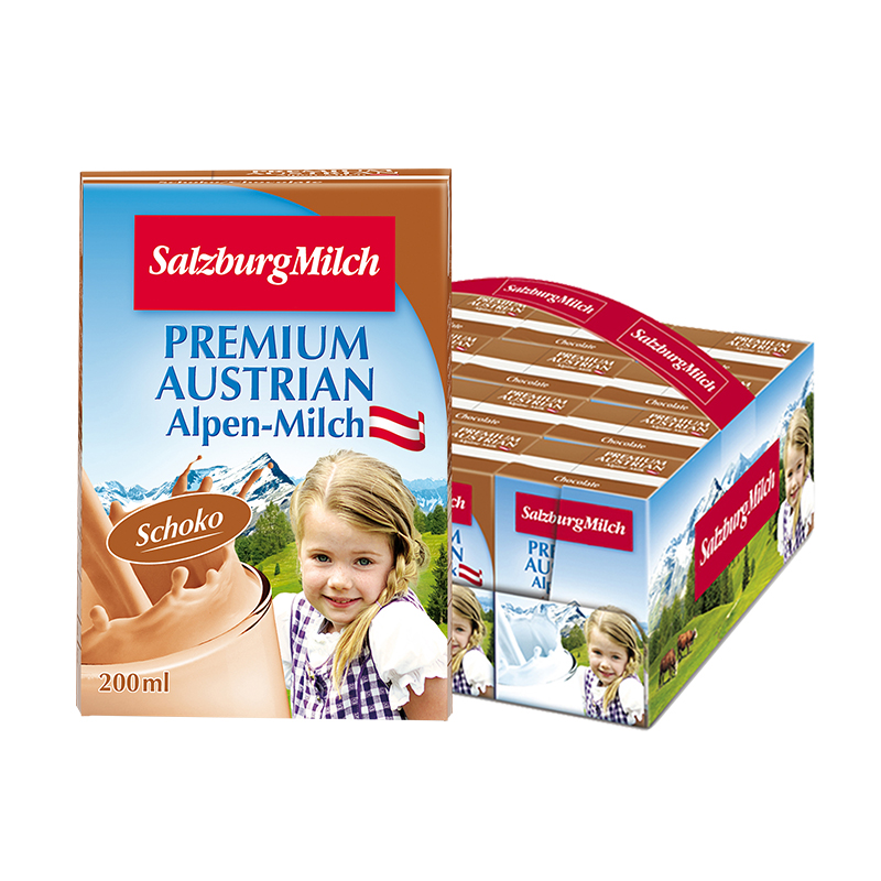 奥地利进口 SalzburgMilch萨尔茨堡 巧克力牛奶 200ml*12盒29.9元包邮(需用券)(补贴后26.87元)