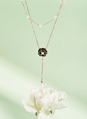 大英博物馆欧洲文化艺术系列黑色山茶花优雅项链