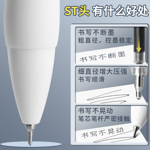 晨光按动笔芯速干ST笔头笔芯中性笔芯刷题笔芯学生考试专用05黑色速干葫芦头半针管子弹头速干黑笔水笔替芯