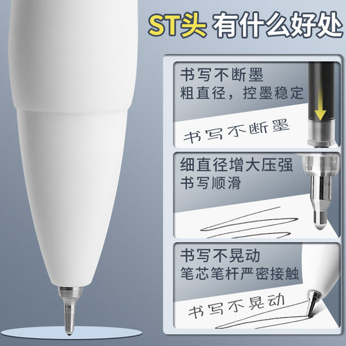 晨光按动笔芯速干ST笔头笔芯中性笔芯刷题笔芯学生考试专用0.5水性笔葫芦头半针管子弹头速干黑笔水笔替芯 - 图0