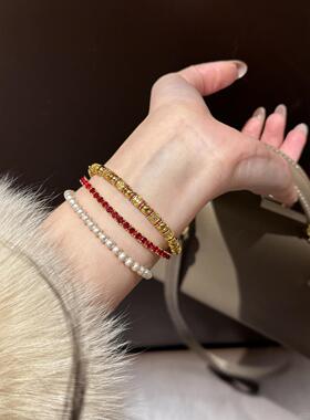 小红书爆款新年高配小红绳手链女精致排钻红宝本命年手环送女友