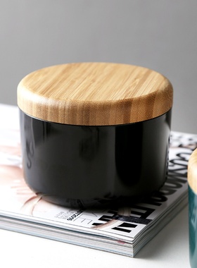 百十来方带盖加厚不锈钢烟灰缸圆形防风防摔可分离烟灰盅原木风