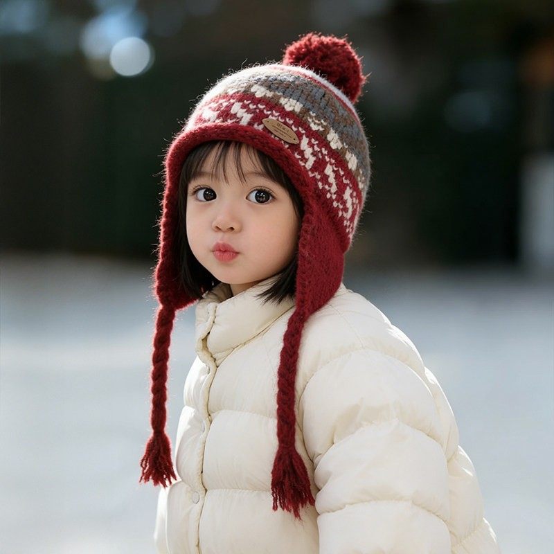 费尔岛风儿童帽子冬季女童毛线帽宝宝针织帽男童护耳防风保暖秋冬,淘宝优惠券,粉丝福利购,淘宝优惠卷