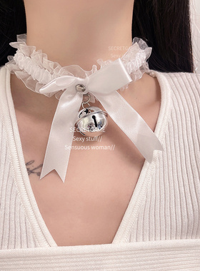 网红纯欲choker蕾丝铃铛项圈黑色花边蝴蝶结项链女辣妹脖子颈带潮