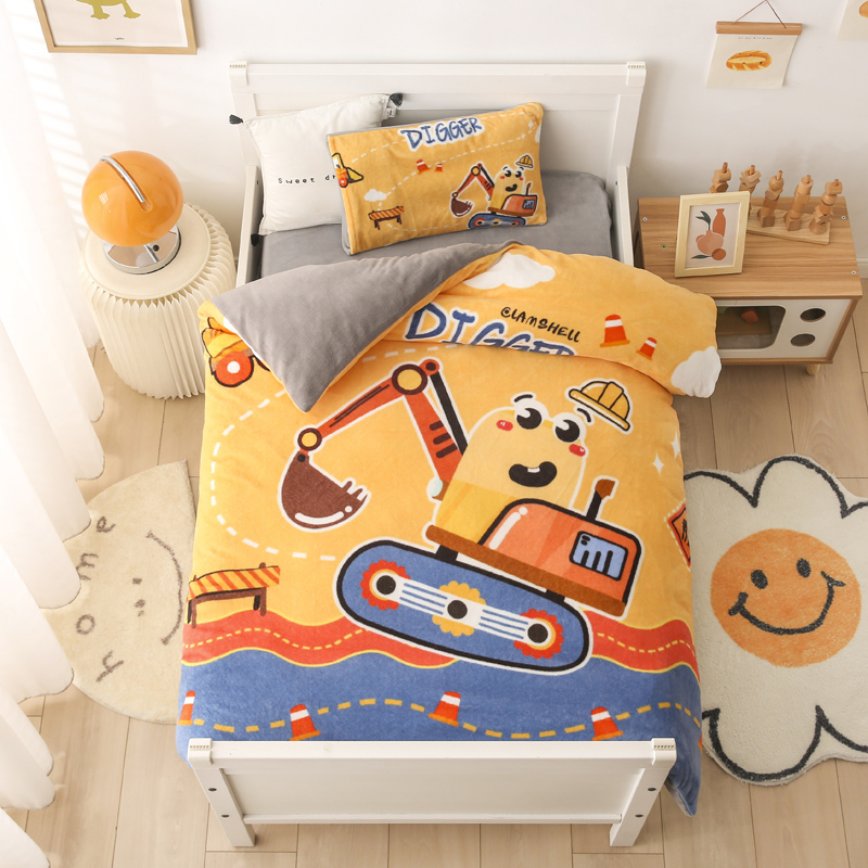 幼儿园被套120×150牛奶绒儿童被罩双面绒加厚宝宝三件法莱珊瑚绒 - 图3