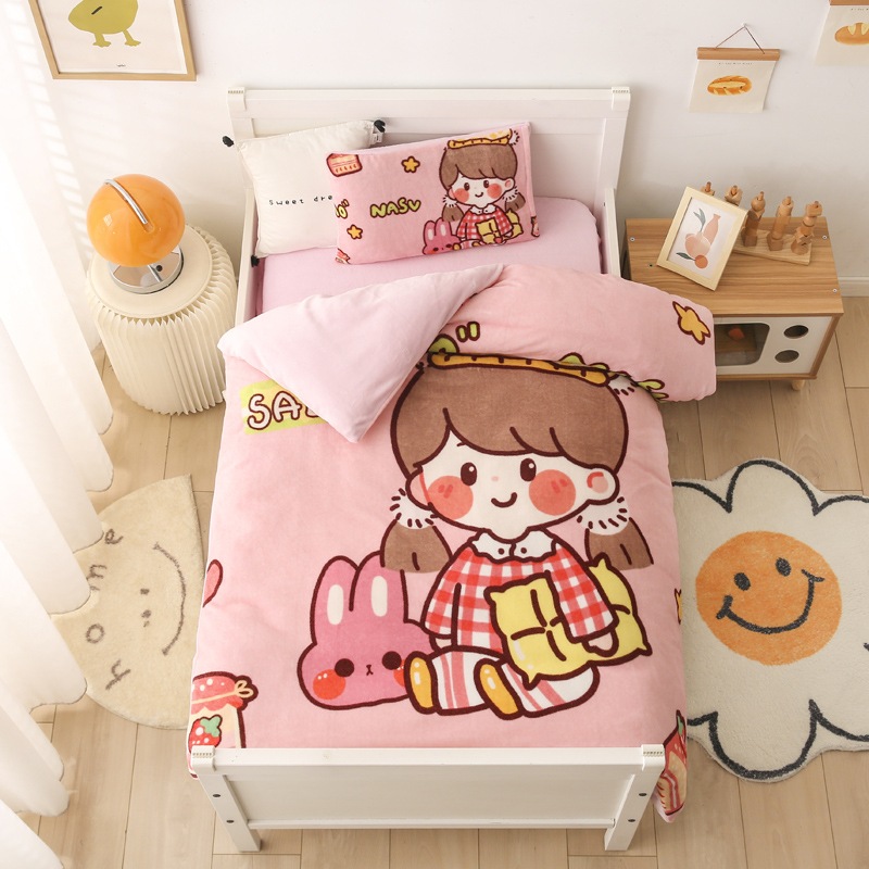 幼儿园被套120×150牛奶绒儿童被罩双面绒加厚宝宝三件法莱珊瑚绒 - 图2